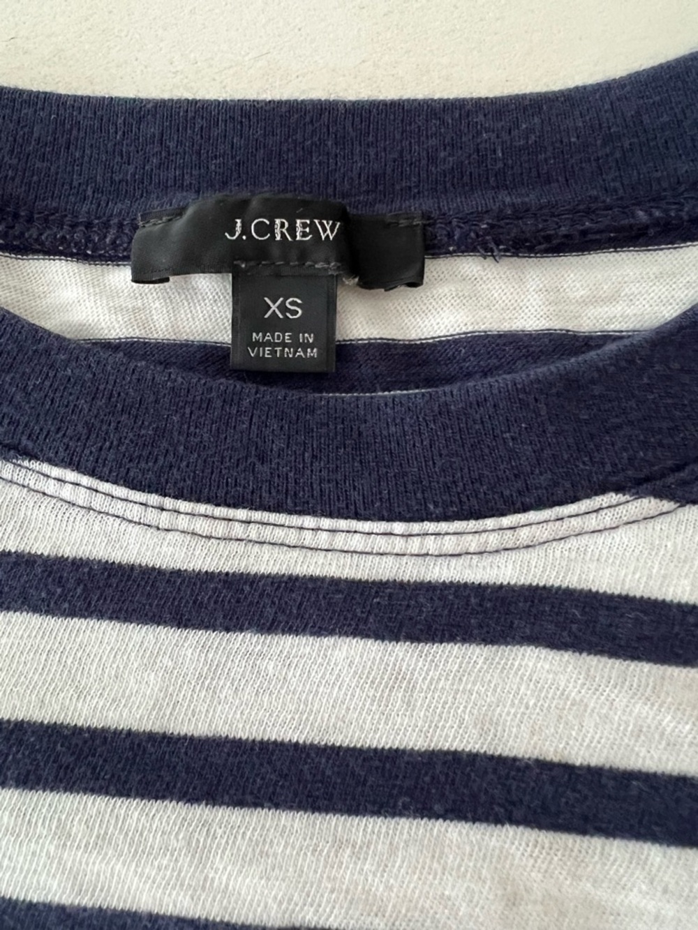 J.Crew Navy White Breton Stripe Long Sleeve Cotton Tee Shirt XS Classic - Picture 4 of 7